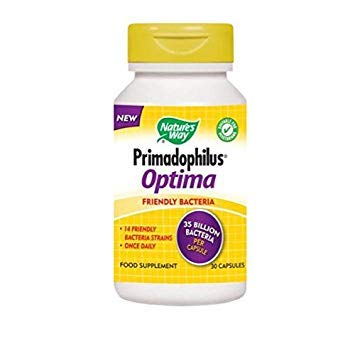 Nature’s Way Primadophilus Optima - 15 Friendly Bacteria Strains - 35 Billion Live Bacteria Per Capsule - Post Antibiotic Support - Suitable for Vegans and Vegetarians - 30 Capsules