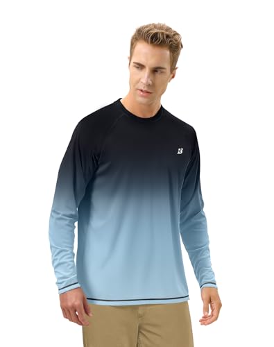 Image of Roadbox Mens UPF 50+ UV Sun Protection Shirts Outdoor Long Sleeve SPF Rash Guard for Fishing Hiking Swimming Running