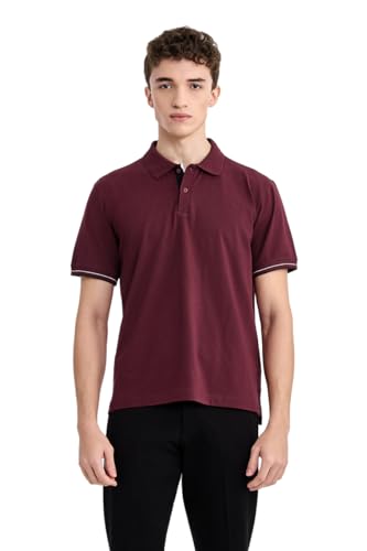 Image of SNITCH Men Polo Plus Size T-Shirt | Solid Polo with Contrast Inner Placket & Tipped Cuffs | 96% Cotton 4% Lycra Stretch Regular Fit, Casual Wear