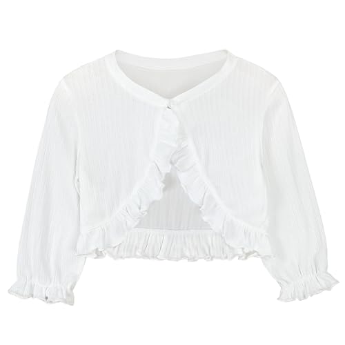 Little Girls' Long Sleeve Knitted Bolero Baby Kids Button Closure Shrug Sweaters Cover Up Jacket Tops