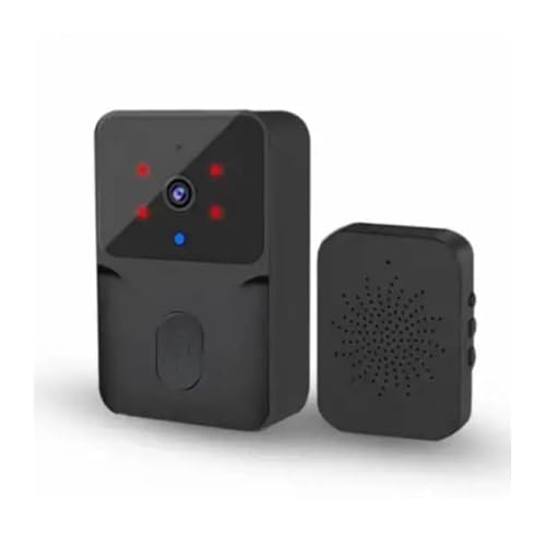 gdsDEs Timbre de vídeo WiFi, cámara inalámbrica HD, detección de Movimiento PIR, Alarma IR, Timbre de Puerta Inteligente de Seguridad for el hogar, intercomunicador WiFi for el hogar(Tya Black)