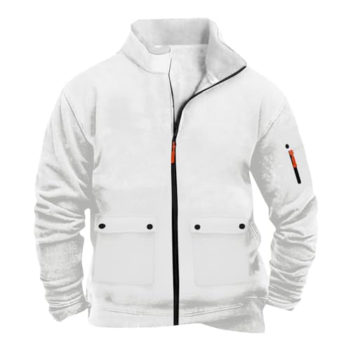 Winter Coats for Men Thicken Vintage Sherpa Warm Zip Up Fleece Lined Long Sleeve Hunting Big and Tall Streetwear