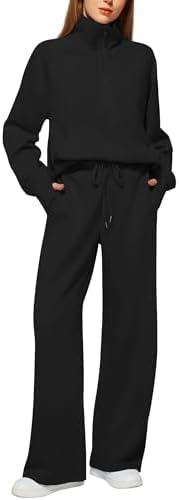 Casly Lamiit Womens 2 Piece Outfits Half Zip Sweatsuits Lounge Matching Set
