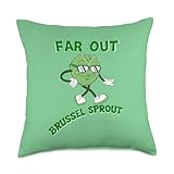 Far out, Brussel Sprout, cool veggie cartoon Throw Pillow