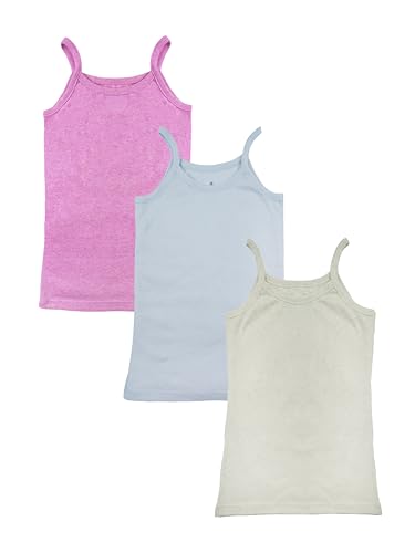 Image of KiddoPanti Girls 100% Cotton Rib Solid Camisole Tank Top Pack of 3
