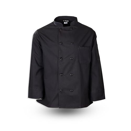 Chef Trends Button Long Sleeve Chef Coat C810 (Black, Large)