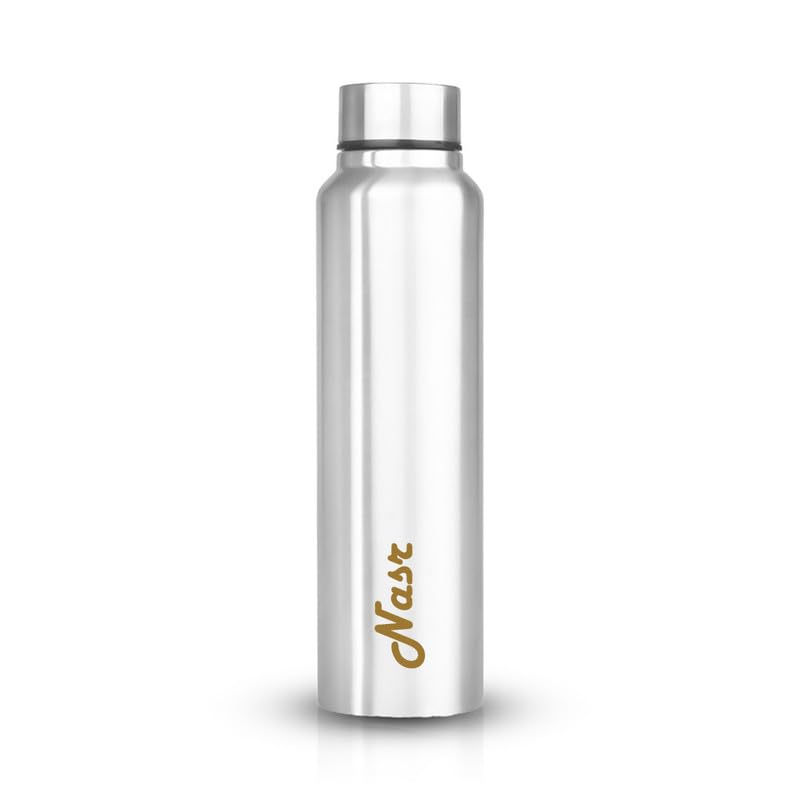 Stainless Steel Personalised Bottle with Name Printed Nasr | 1 Litre Leak Proof Bottle for|Office|Gym|Yoga|Home|Kitchen|Fridge|Hiking |Treking|Travel