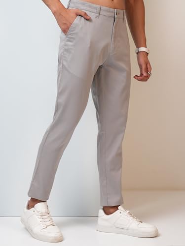 Image of Highlander Men's Slim Fit Formal Trousers | Ankle Length |Smart Trousers for Men | Chino Trousers for Men|Elegant Design | Comfortable Fabric for Daily Work & Formal Occasions
