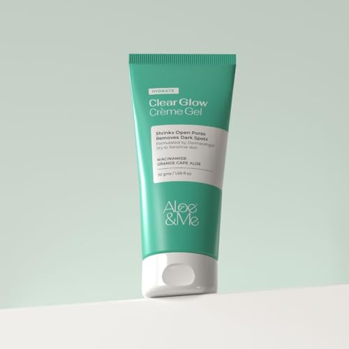 Image of Aloe&Me Clear Glow Creme Gel, Pore Shrinking & Dark Spot Treatment, 50g, For Dry to Sensitive Skin