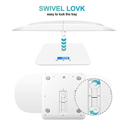 Image of Digital Pet Scale, Baby Scale, with 3 Weighing Modes(kg /oz /lb), Max 220 lbs, Capacity with Precision up to 0.02lbs, White, Suitable for Infant, Puppies, Mom