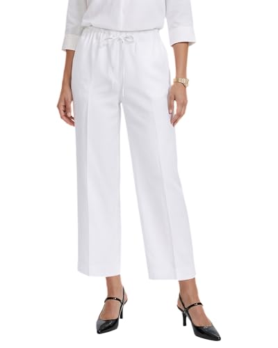 Anne Klein Women's Pull On Wide Leg Crop Drawstring Pant