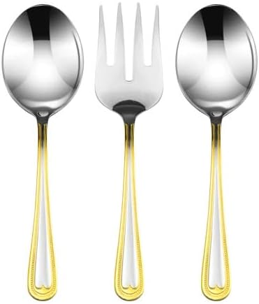 DIZORA 75-Piece Gold Flatware Set for 12, Premium 18/10 Surgical Stainless Steel Silverware Cutlery Dining Service, 24K Gold-Plated Hostess Serving Set, Gift Wooden Storage Case Gold
