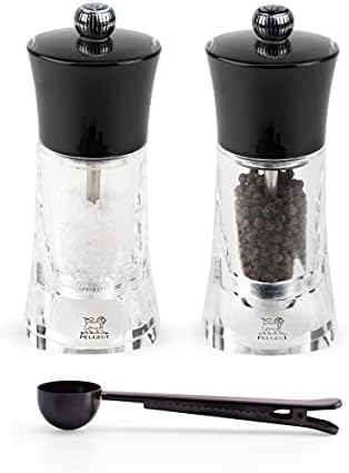 Peugeot Molene Salt & Pepper Mill Gift Set, 5.5-Inch, Black - With Stainless Steel Spice Scoop/Bag Clip (Salt & Pepper Mill Set) image 2