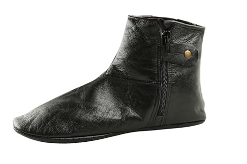 Womens Premium Leather Home Slippers One Side Zipper One Side Elastic Halal Socks Handmade Khuffain Mest Indoor Slipper