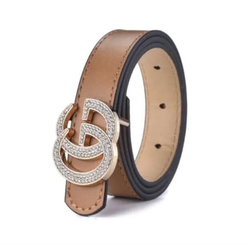 Girl's Stylish PU Leather Belt with Crystal-Studded Buckle