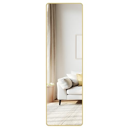SONGMICS Miroir Intégral, 150 x 40 cm, Miroir Rectangulaire sur Pied, à Poser au Sol, Cadre en Alliage d’Aluminium, Verre Trempé, pour Chambre, Salon, Dressing,...
