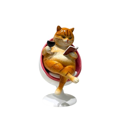 Image of AUGEN Polyresin Rotating Kitten Book Reading Statue Showpiece for Home Decor Decoration and Gifting (1767F18, 15.5cm)
