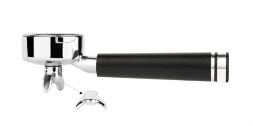 58mm Double Spout Portafilter - Fits Gaggia Classic & Pro – Premium 304 Stainless Steel + 18-20g Basket Included (Black Aluminum)