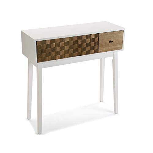 Versa 21080051 Mesa Consola de Entrada Sinaí, Madera de Pino de Nueva Zelanda, Blanco y marrón, 74 x 30 x 80 cm