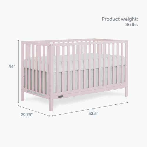Image of Dream On Me Synergy Wave 5-in-1 Convertible Full Size Baby Crib, Pink