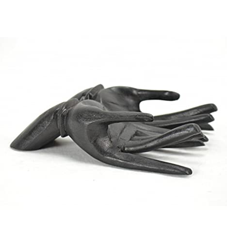 Manos de Buda – Expositor para anillos y tarjetas de visita de madera acabado negro ébano