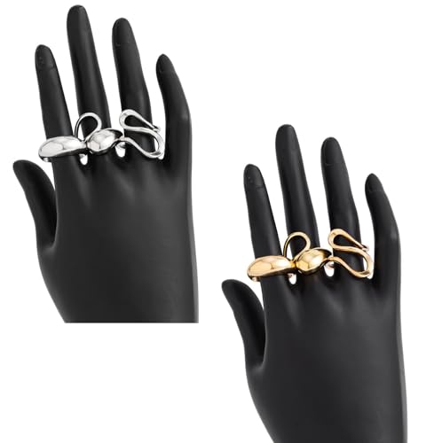 Image of Shining Diva Fashion Combo Set Gold and Silver Plated Rings for Women and Girls Stylish