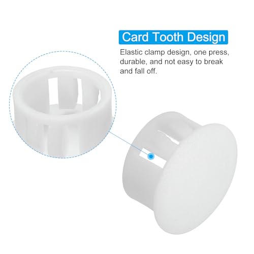 Image of PATIKIL 16mm (5 /8 inch) Plastic Hole Plugs, 30Pcs Flush Type Round Hole Plugs Cover Snap in Locking Hole Tube for Table Kitchen Cabinet Furniture, White