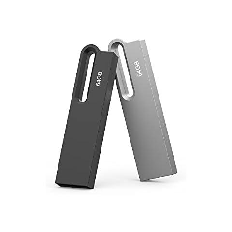 Aiibe 64GB Flash Drive 2 Pack Metal USB Drive Cover
