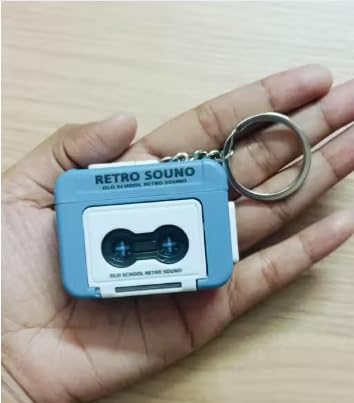 Image of PArul Art and Craft Retro Sound Voice Recorder Keychain - Mini Cassette Style Voice Message Recorder with Playback, Portable Keychain