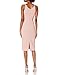 Dress the Population Women's LYLA Solid Sleeveless Fitted MIDI Sheath Dress Dress, Blush, XS