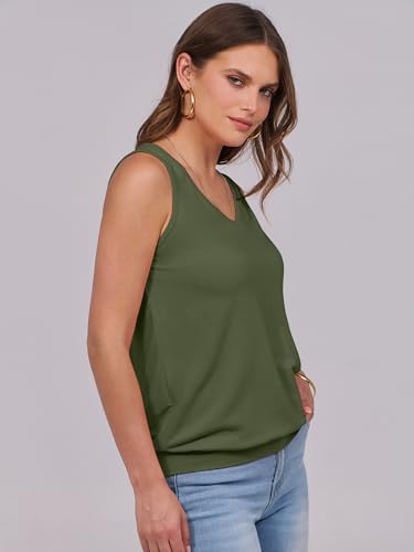 Image of ANRABESS Women Tank Tops Summer V Neck Sleeveless Casual Loose Fit Cute Cami Basic T Shirts Solid Tees 2026 Trendy Outfits