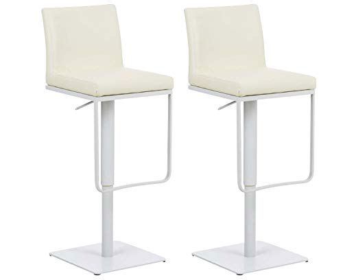 CLP Lot De 2 Tabourets De Bar Panama en Similicuir I Chaises Hautes De Bistrot Dossier Et Repose-Pied I Hauteur réglable Et Pivotantes, Couleur:crème, Couleur du...