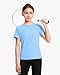 HASMES Girls Athletic Shirts Short Sleeve Active T-Shirts,Basic Tee Tops,Sports Activewear for Kids Teens Blue