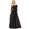 Vestito Lungo Donna Ever-Pretty Per Cerimonia - In Chiffon E Pizzo, Scollo Rotondo, Linea Impero, Maniche 3/4