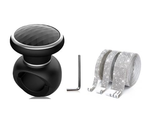 Pomo Volante, Pomo Volante Coche Universal, Universal Volante de Automóvil Mango Giratori, Adecuado para Automóviles, Camiones, Tractores, Barcos, Cortadoras de Césped y Carretillas Elevadoras, Negro
