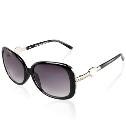 Lunettes de soleil tendance femmes look rétro monture noire élégante