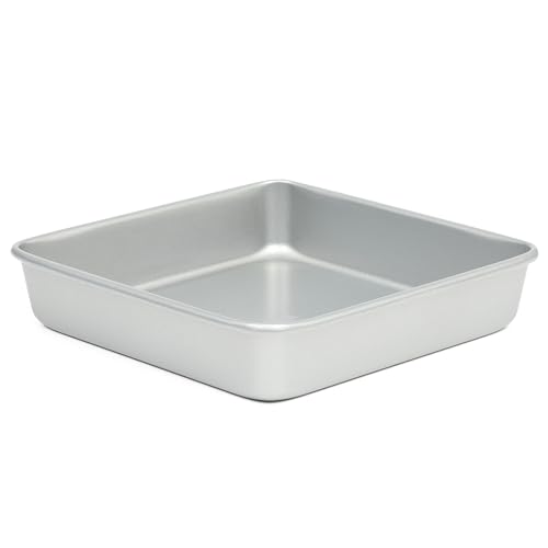 Image of Martha Stewart Gallen 9 Inch Square Nonstick Carbon Steel Cake Pan - Silver Durable Bakeware for Cakes, Brownies & Desserts