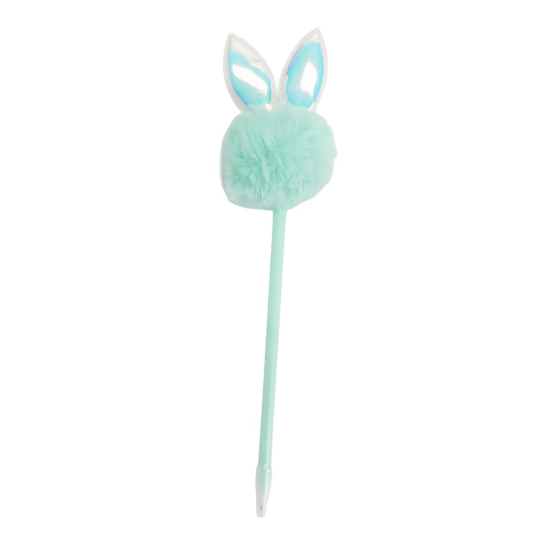 Gem Imports Mint Green Easter Bunny Fluffy Tail Pen 25Cm – Novelty Black Ink Biro With Metal Nib For Easter Gifts & Basket Fillers