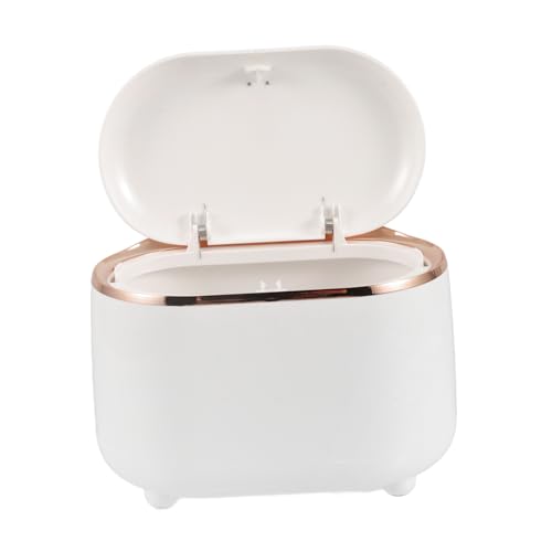 Caneca de basura rectangular blanca con tapa press top