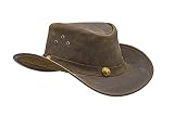 HADZAM Jungle Grain Leather Cowboy hat Shapeable as Outback hat Durable Leather Hats for Men Western