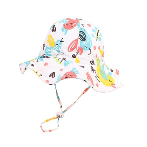 Image of Bold N Elegant Cartoon Print Kids Cotton Sun Hat with Adjustable Chin Strap, Beach Cap Fishing Hat for Boys and Girls