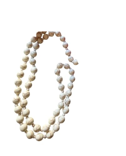 Collier turquoise blanche fait main et bijou tressé en pierre naturelle