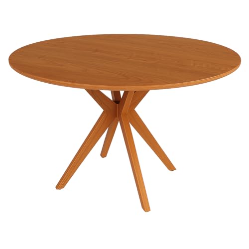 Mesa de Jantar Redonda Tampo Laminado Base Estrela em Madeira Mac...