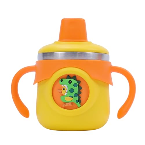 Image of Stainless Steel Baby Sipper Bottle for Kids - 260 ml | Leakproof Sippy Cup with Straw | Travelling Water Bottle for Kids (Yellow)