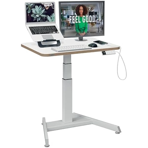 Biurko Elektryczne Leitz Ergo Small z Systemem Przypominania o Wstawaniu, Ergonomiczne Biurko Regulowane, Udźwig do 80kg, Taca do Porządkowania Kabli, 80cm x 60cm, Seria Ergo, Białe, 65340001