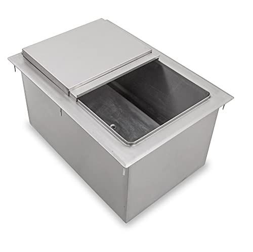 18 in. x 12 in. Stainless Steel Drop-In Ice Bin with Sliding Cover NSF | Drop In Ice Bin Chest