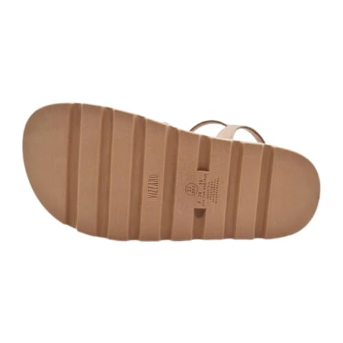 Rasteira Vizzano Flatform Tiras Strass Feminina - Nude - 38