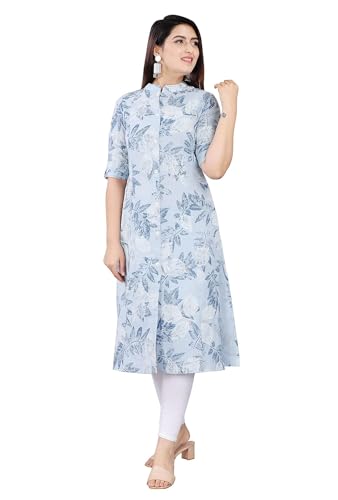 Image of Women Printed Collar Neck Half Sleeve Regular Fit Formal Kurti for Women's