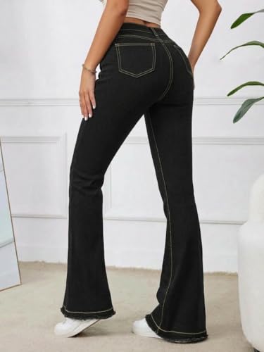 Image of KOTTY Women High Waist Bootcut Jeans Stretch Denim Slim Fit Flare Bottom Casual Jeans