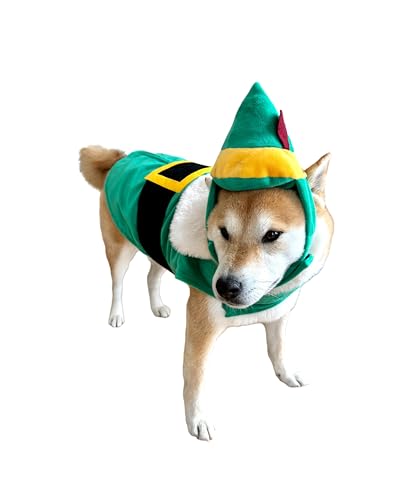 Disfraz ComfyCamper Manto y Sombrero Elfo Verde Mediano para Perros